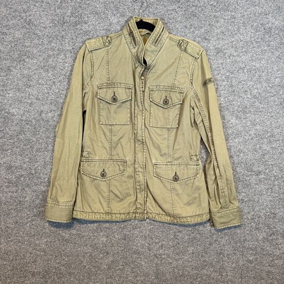 Abercrombie & Fitch Jacket Womens Medium Green Military Y2K Vtg Zip Up Pockets - Picture 2 of 10